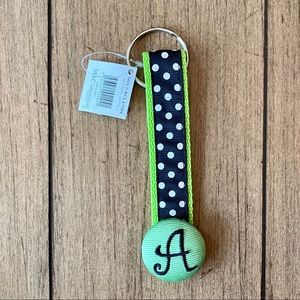 ⭐️NWT⭐️ A Letter Keychain Green Black Polkadots